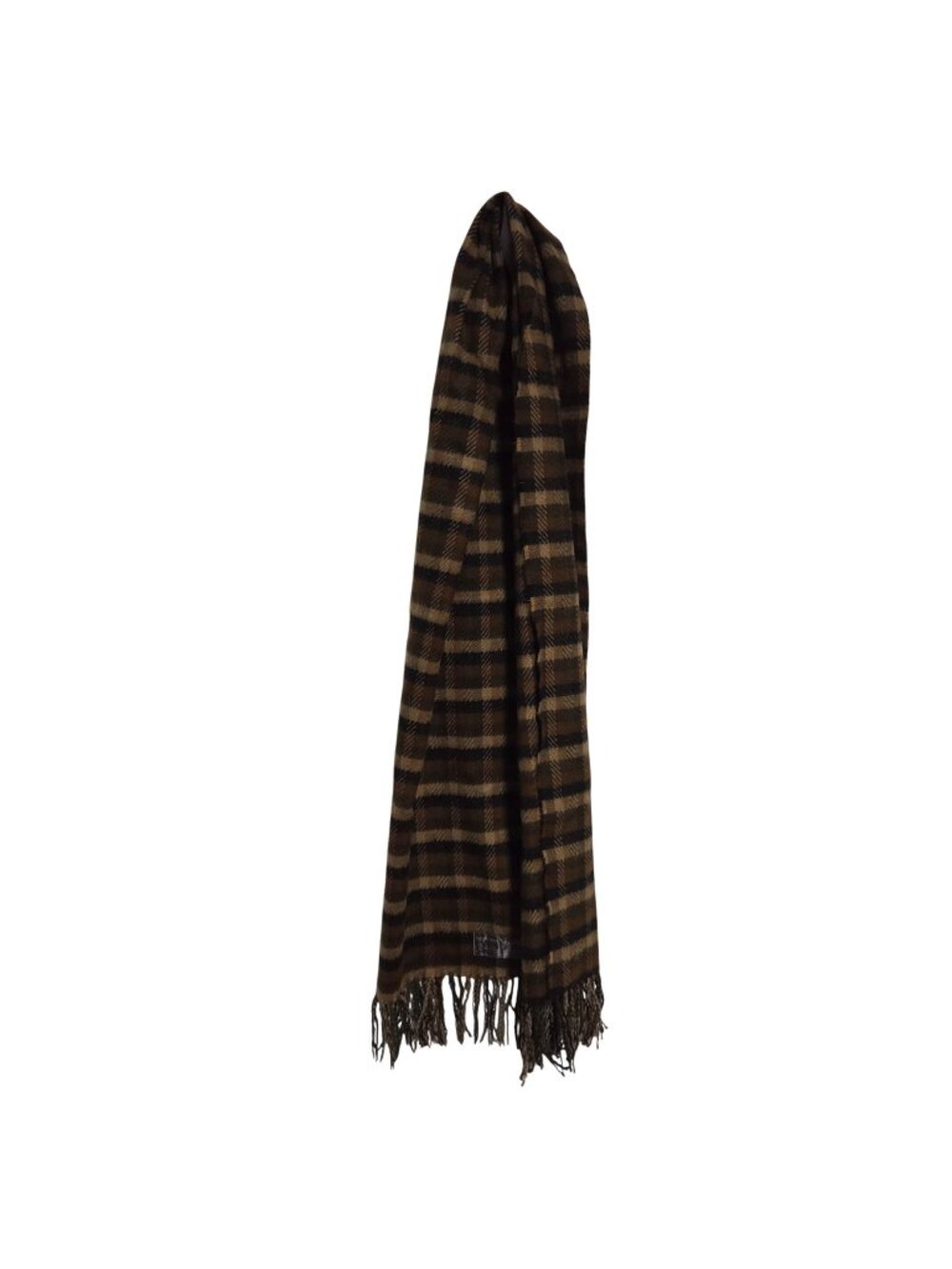 Softer Than Cashmere Plaid Scarf Brown Tartan Design Fringe Trim Acrylic 62 X 24